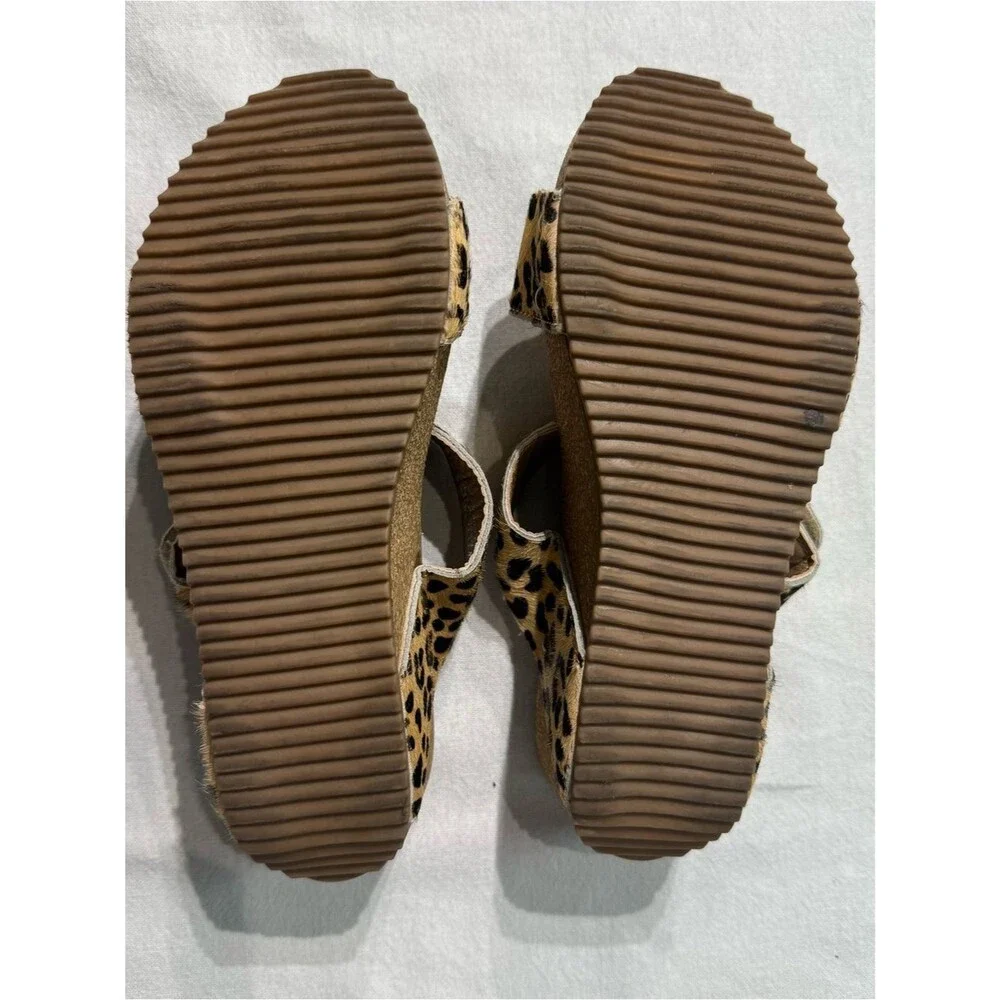 Corkys Wild Thing Leopard Pony Hair Cork Wedge Sandals Size 8